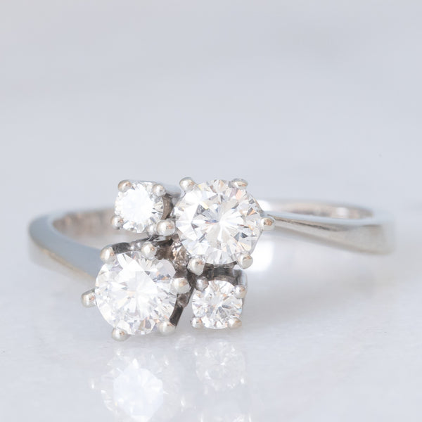 Anello vintage in oro bianco 14K con diamanti di taglio brillante (0.62ctw ca.), anni ‘70/‘80