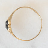Anello vintage in oro giallo 9K con cuore di onice, anno 1989