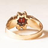 Vintage 9K Gelbgold Gänseblümchen-Bandring mit Granaten, 70er Jahre