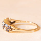Anello vintage in oro giallo 8K con zaffiri (0.16ctw ca.) e opali (0.08ctw ca.), anni ‘60/‘70