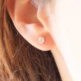 Punktförmige leichte Ohrringe aus 18 Karat Weißgold mit Diamanten im Altschliff (ca. 0.81 ctw)