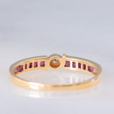 Tre anelli vintage in oro giallo 14K con rubini/smeraldi/zaffiri e diamanti, anni ‘70