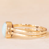 Anello doppio girevole vintage in oro giallo 9K con amazonite e ambra, anni ‘70/‘80