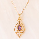 Vintage-Halskette mit 9K-Gelbgoldkette und 9K-Gelbgoldanhänger mit Amethyst (ca. 0.25 ct), ca. 70er/80er Jahre.