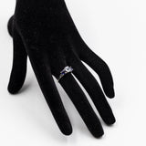 Trilogy vintage in oro bianco 9k con acquamarina (0.70ct ca.) e ioliti (0.70ctw ca.)