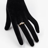 Anello vintage in oro giallo 9k con acquamarina (0,35ct) e diamanti
