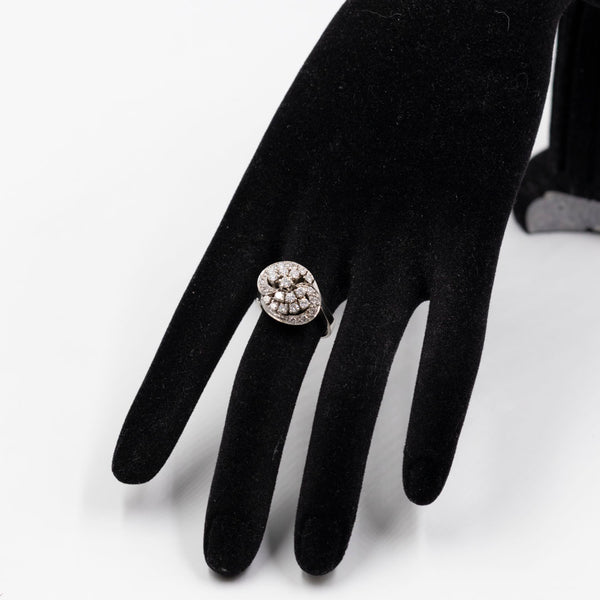Anello vintage Tourbillon in oro bianco 14k con diamanti (0,80ctw), anni '60