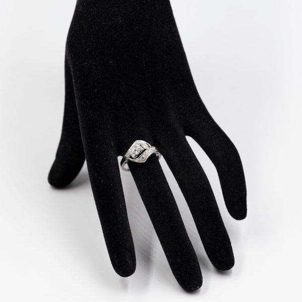 Anello vintage in oro bianco 14k con diamanti (0,60ctw), anni '60