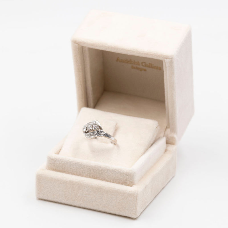 Anello vintage in oro bianco 14k con diamanti (0,60ctw), anni '60
