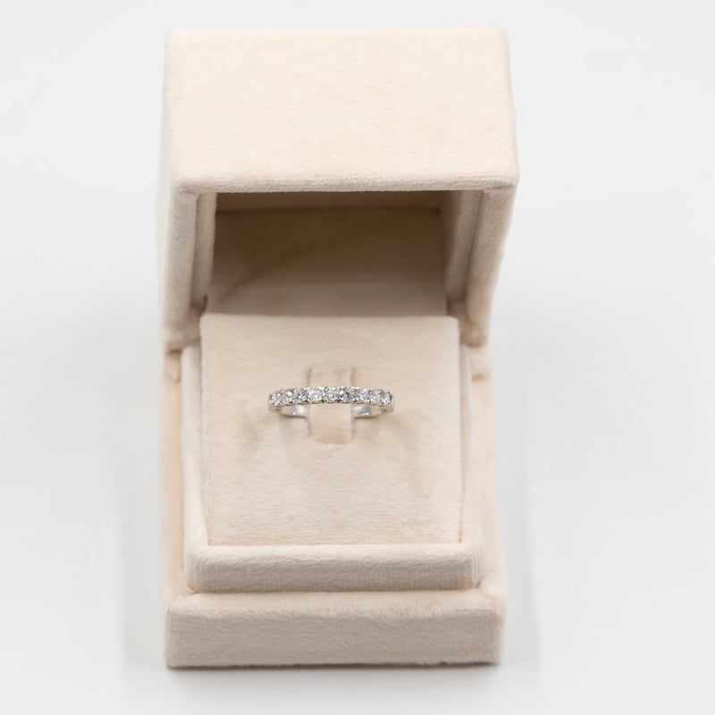 Anello vintage a veretta in oro bianco 14k con diamanti (0,90ctw), anni '70