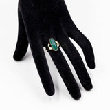 Anello vintage in oro giallo 8k con crisoprasio