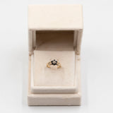 Anello vintage in oro giallo 9k con zaffiri e diamante