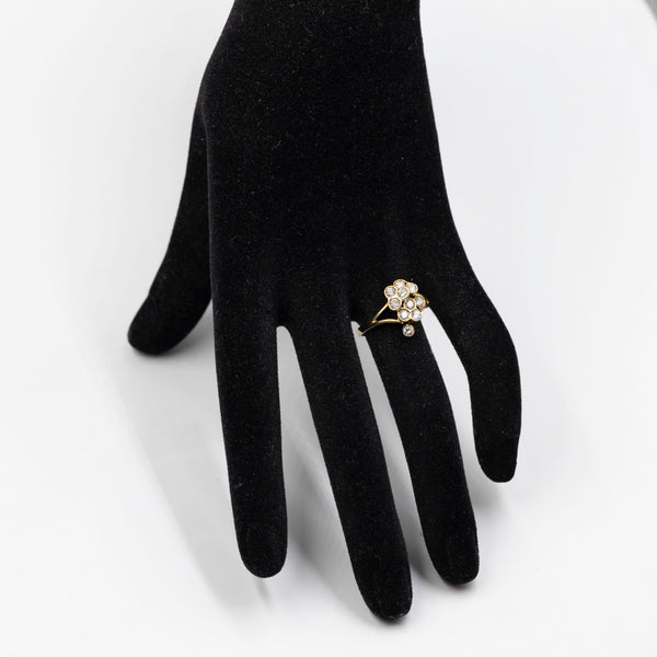 Anello vintage in oro giallo 14k con diamanti (0,60ctw), anni '70