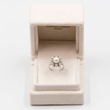 Anillo vintage de oro blanco de 0,50 k con margaritas y diamantes (14 quilates), años 60