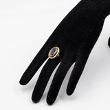 Anello vintage in oro giallo 8k con spinello azzurro