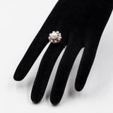 Vintage-Gänseblümchen-Ring aus 0,50-karätigem Weißgold mit Perlen und Diamanten (14 ctw), 60er Jahre