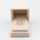 Anello vintage a V in oro giallo 18k con zaffiro e diamante, anni '70