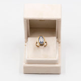 Anello vintage in oro giallo 8k con spinello azzurro