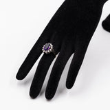 Vintage-Gänseblümchenring aus 14-karätigem Weißgold mit Amethyst (2,30 ct) und Diamanten (0,60 ctw), 70er Jahre