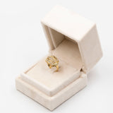 Anello vintage in oro giallo 18k con diamanti taglio rosetta, anni '50
