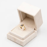 Anello vintage in oro giallo 18k con zaffiro nero stellato, anni '70