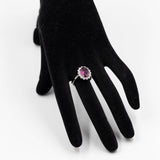 18k white gold daisy ring with natural ruby ​​(2,85ct) and diamonds (0,72ctw)
