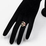 Anello vintage in oro giallo 14k con luna e stella, con diamanti (0,20ctw) e rubino.