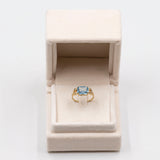 Vintage-Ring aus 8-karätigem Gelbgold mit blauer Glaspaste, 70er Jahre