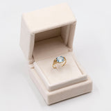 Vintage-Ring aus 8-karätigem Gelbgold mit blauer Glaspaste, 70er Jahre