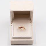Vintage-Ring aus 18 Karat Gelbgold mit Rubinen und Diamanten, 70er Jahre
