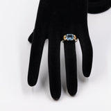 Vintage-Ring aus 8-karätigem Gelbgold mit blauer Glaspaste, 70er Jahre