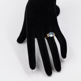 Vintage-Ring aus 8-karätigem Gelbgold mit blauer Glaspaste, 70er Jahre