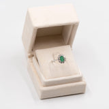 Anello vintage in oro bianco 14k con smeraldo (0,85ct) e diamanti (0,50ctw), anni '70