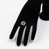 Vintage 14k White Gold Diamond (1ctw) and Ruby (0,60ctw) Snowflake Ring, 60s