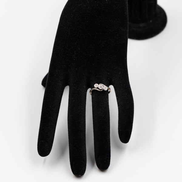 Anello vintage trilogy in oro giallo 9K e argento con diamanti