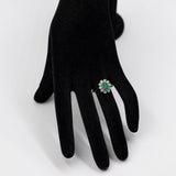 Anello vintage in oro bianco 14k con smeraldo (0,85ct) e diamanti (0,50ctw), anni '70