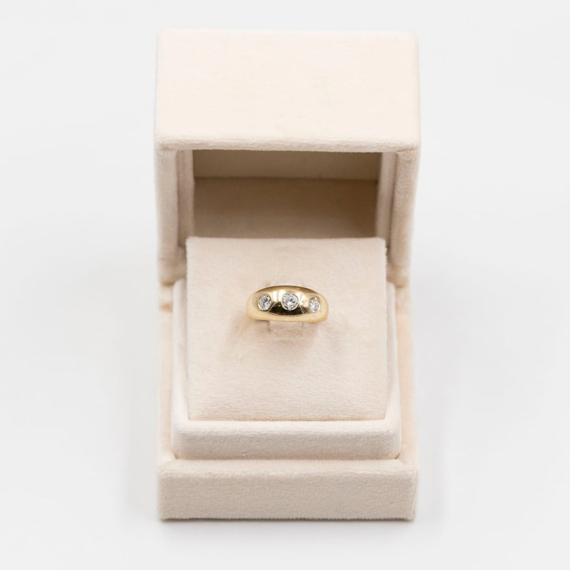 Anello vintage in oro giallo 14k con tre diamanti (0,75ctw), anni '80