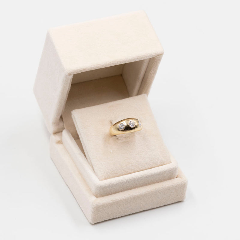 Anello vintage in oro giallo 14k con tre diamanti (0,75ctw), anni '80