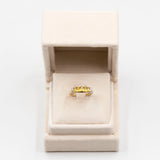 Anello vintage in oro giallo 9k con zaffiri gialli e diamanti