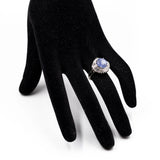 ANELLO BALLERINA IN PLATINO CON ZAFFIRO STELLATO (6.95CT) E DIAMANTI (0.82CT)