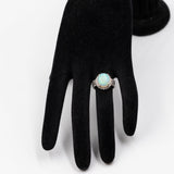 Anello vintage in platino con opale di 3,39ct e diamanti (0,46ctw)