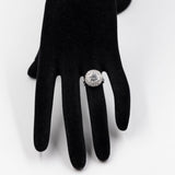 Anello vintage in oro bianco 18k con diamante centrale di 1ct e contorno di diamanti (0,32ctw), anni '60