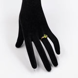 Anello vintage in oro giallo 9k con peridoto e diamanti