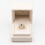 Vintage-Ring aus 18-karätigem Gelbgold mit Saphir und Diamant (0,16 ctw), 70er Jahre