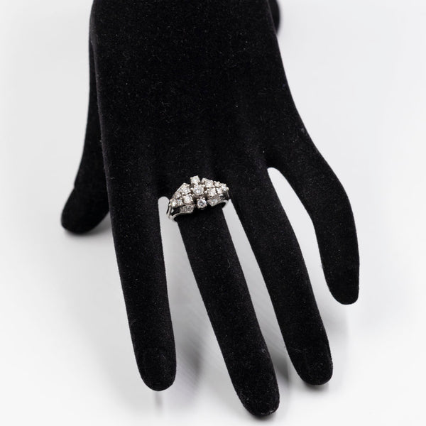 Anello vintage in oro bianco 14k con diamanti (0,85ctw), anni '70