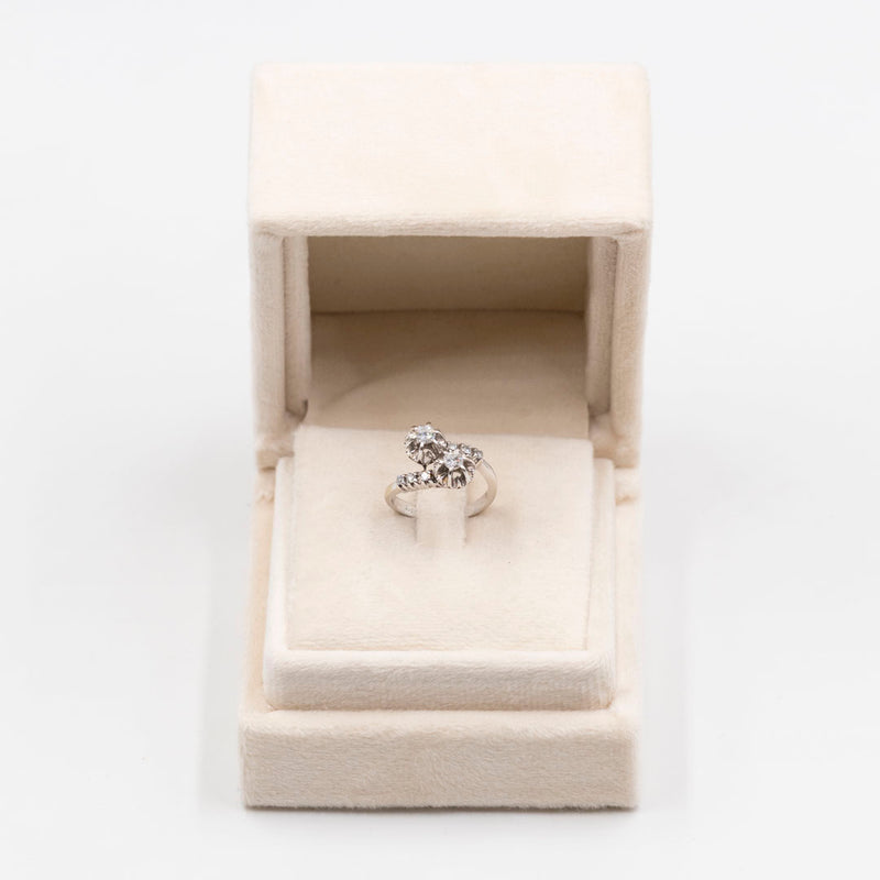 Anello toi et moi in oro bianco 18k con diamanti (0,36ctw), anni '60