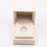 Anello vintage in oro giallo 9k con diamanti (0,08ctw) e acquamarina (0,30ct)