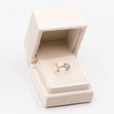 Anello vintage in oro giallo 9k con diamanti (0,08ctw) e acquamarina (0,30ct)