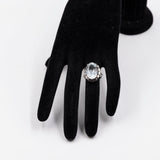 Anello vintage in oro bianco 14k con acquamarina (10ct), anni '80