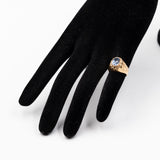 ANELLO CHEVALIER VINTAGE IN ORO GIALLO 18K CON TOPAZIO AZZURRO